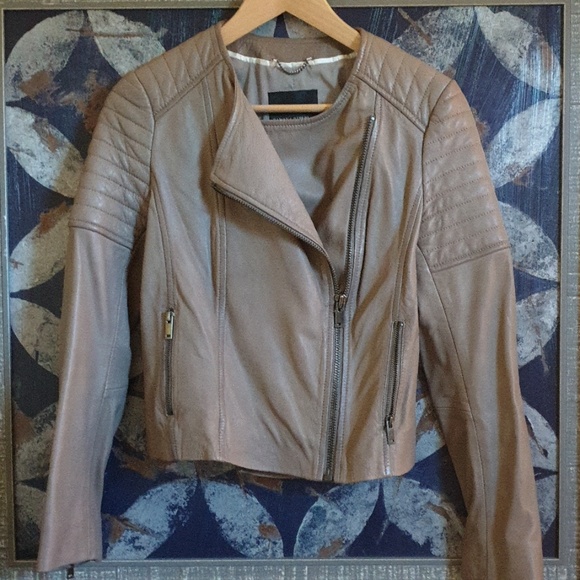 Banana Republic Leather Jacket Taupe 